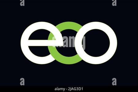 ECO-Logo. Buchstaben auf schwarzem Hintergrund. Flache Vektorgrafik. Stock Vektor
