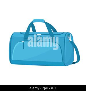 Sporttasche für Sportbekleidung und Ausrüstung. Reisetasche, Seesack-Symbol isoliert auf weißem Hintergrund, Tasche für Training und Fitness. Sporttasche. Vektorillust Stock Vektor