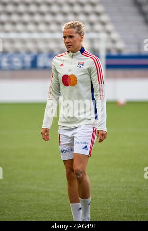 Ada Hegerberg von Olympique Lyonnais erwärmt sich vor der französischen Frauenmeisterschaft, dem Arkema-Fußballspiel D1 zwischen Paris Saint-Germain und Olympique Lyonnais (Lyon) am 29. Mai 2022 im Jean Bouin-Stadion in Paris, Frankreich - Foto: Melie Laurent/DPPI/LiveMedia Stockfoto