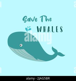 Cute Save the Whale Vektorgrafik Stock Vektor