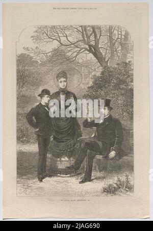 Bei Camden Place, Chiselhurst, 1871 '. Napoleon III Mit Familie, Ehefrau Eugénie de Montijo und Sohn Napoléon Eugène Louis Bonaparte, in Camden Place, Chiselhurst (aus den illustrierten London News). Unbekannt Stockfoto