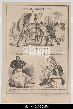 Die Garantie. Moderne Klage. SI vis pacem, para bellum. '. Karikaturen am politischen Tag; für den deutsch-dänischen Konflikt - London Protokolle; Napoleon III. Sind zu seinem mexikanischen Schwein Trichinen gekommen; 1824-1893), Karikaturist Stockfoto
