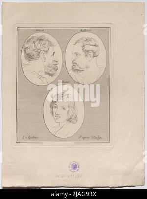 Drei Apostel; Simon Petrus, Matthäus, Matthias (aus: Die Kunst, Männer durch Physiognomie zu kennen, von Johann Caspar Lavater, Band 6). Danach: AnthonisVan Dyck (1599-1641), Künstler Stockfoto