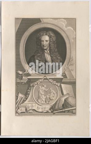 SR. ISAAC NEWTON“. Sir Isaac Newton. Jakob Houbraken (1698-1780), Kupferstecher, nach: Gottfried (Godfrey) Kneller (Kniller) (1646-1723), Künstler Stockfoto