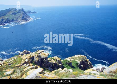 Überblick. Cies-Inseln, Nationalpark Atlantische Inseln, Galicien, Spanien. Stockfoto