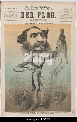 Franz von Dingelstedt; Demoiselle Lutzer; Münch aus Bellinghausen; der Herr v. Dünkelstets (Titelblatt von 'das Floh'). Karl Klic (1841-1926), Karikaturist Stockfoto