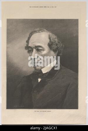 DER RECHTE HON. BENJAMIN DISRAELI“. Benjamin Disraeli (aus „The Illustrated London News“). William Biscombe Gardner (1847–1919), Künstler Stockfoto