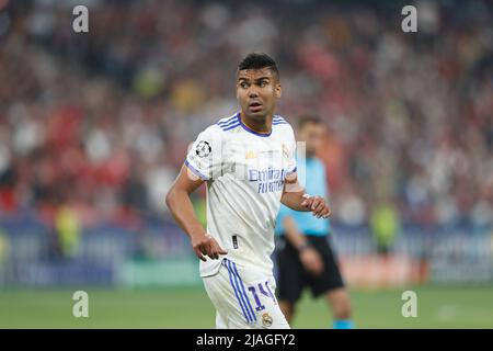 Saint-Denis, Frankreich. 28.. Mai 2022. Casemiro (Real) Fußball/Fußball : UEFA Champions League Finalspiel zwischen dem FC Liverpool 0-1 Real Madrid CF im Stade de France in Saint-Denis, Frankreich . Quelle: Mutsu Kawamori/AFLO/Alamy Live News Stockfoto