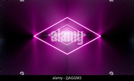 Tunnel glühen rosa Neon im abstrakten 3D Stil modernen minimalistischen Design Bewegung Grafik vj Hintergrund 3D Rendern Stockfoto