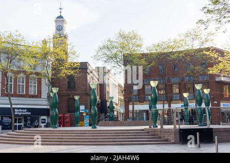 Holy Trinity Church and Fountain, Market Gate, Warrington, Chenshire, England, Vereinigtes Königreich Stockfoto