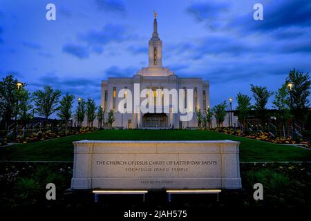 Pocatello Idaho LDS Temple Building Mormon Church of Jesus Christ sakrales religiöses Gebäude Stockfoto