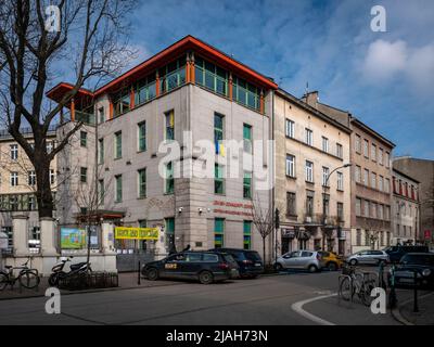 Das Jüdische Gemeindezentrum in Kraków ist ein jüdisches Kultur- und Bildungszentrum in Kazimierz, Kraków, in der Miodowa Straße. Stockfoto