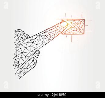 Tippen Sie mit dem Finger auf eine Abbildung einer Nachrichtenzeile auf weißem Hintergrund Stock Vektor