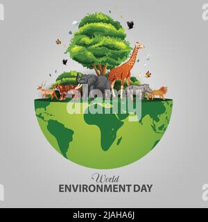 Tiere im Wald, Kreatives Design Welt Umwelt und Erde Tag Zeichnung und Malerei Konzept. vektor Illustration Design Stock Vektor