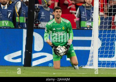 Thibaut Courtois (Real Madrid) Während des UEFA Champions League-Spiels zwischen Liverpool 0-1 Real Madrid im Stade de France am 28. Mai 2022 in Paris, Frankreich. (Foto von Maurizio Borsari/AFLO) Stockfoto