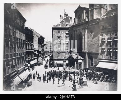 1., Michaelerplatz - Allgemein - Blick auf den Kohlmarkt - mit verstörten Schlossmusik. Bruno Reiffenstein (1869-1951), Fotograf Stockfoto