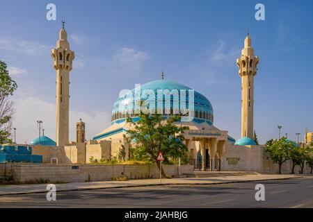 Die blaue Kuppel der König-Abdullah-Moschee Amman Stockfoto