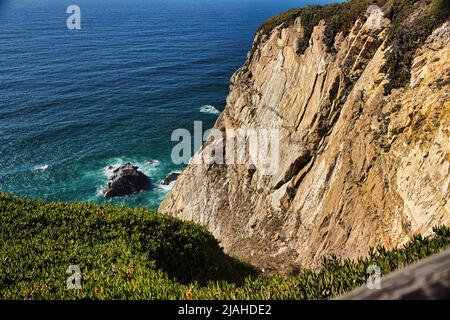 Cabo da Roca oder das Kap Roca, das der westlichste Punkt des portugiesischen Festlandes und Kontinentaleuropas ist Stockfoto