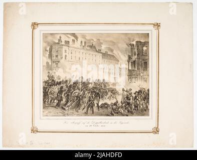 'Der Angriff auf die Doppelbarikade in der Jägerzeile, / am 28. Oktober 1848.'. Johann Schönberg (1780-1863), Lithographie Stockfoto