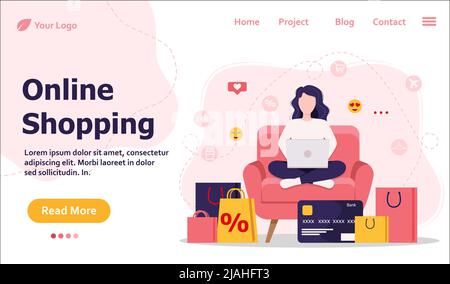 Online-Shopping-Konzept Illustration, perfekt für Web-Design, Banner, mobile App, Landing Page EPS 10 Stock Vektor