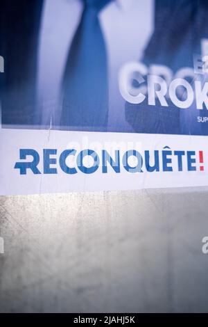 Frankreich, Bretagne, Dinan am 2022-05-30. Im Rahmen des Wahlkampfs für die Parlamentswahlen vom 12. Und 19. Juni 2022 im zweiten Wahlkreis Cote Stockfoto