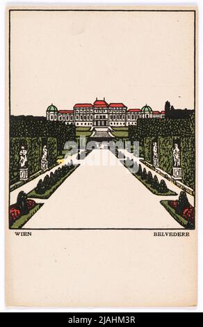 Postkarte der Wiener Werkstätte Nr. 136: Wien, Belvedere. Urban Janke (1887-1915), Künstlerin, Wiener Werkstätte, Verlag Stockfoto