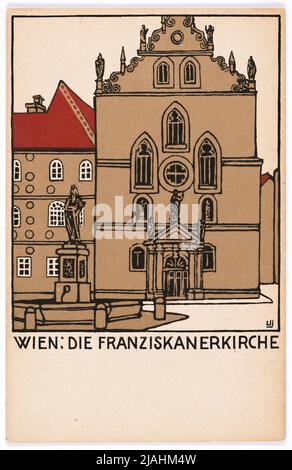 Postkarte der Wiener Werkstätte Nr. 138: Wien: Die Franziskanerkirche. Urban Janke (1887-1915), Künstlerin, Wiener Werkstätte, Verlag Stockfoto