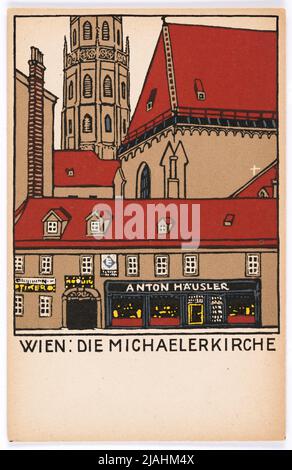 Postkarte der Wiener Werkstätte Nr. 140: Wien: Die Michaelerkirche. Urban Janke (1887-1915), Künstlerin, Wiener Werkstätte, Verlag Stockfoto