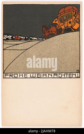 Postkarte der Wiener Werkstätte Nr. 184: Frohe Weihnachten!. Josef (József) von Diveky (Divéky) (1887-1951), Künstler, Wiener Werkstätte, Verlag Stockfoto