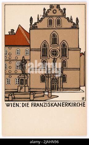 Postkarte der Wiener Werkstätte Nr. 138: Wien: Die Franziskanerkirche. Urban Janke (1887-1915), Künstlerin, Wiener Werkstätte, Verlag Stockfoto