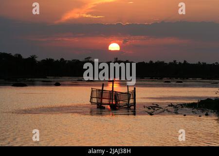 Ein Blick auf eine Gher (Garnelenfirma) in Mathbari, einem weit entfernten Dorf in Sundarbans. Mathbari, Kaira, Bangladesch. 07.Mai 2007. Stockfoto