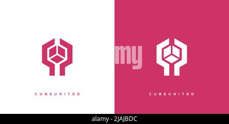 Modernes und attraktives Cube united Logo-Design Stock Vektor