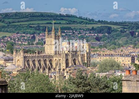 Bath Abbey Ukraine Flagge Stockfoto