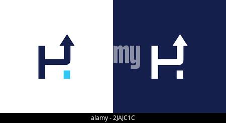 Einzigartiges und attraktives H-Initial Direction Logo-Design Stock Vektor