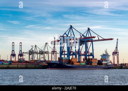 Hamburg, Deutschland - 05 15 2022: Containerschiff MITO im Hamburger Hafen am Containerterminal Burchardkai Stockfoto