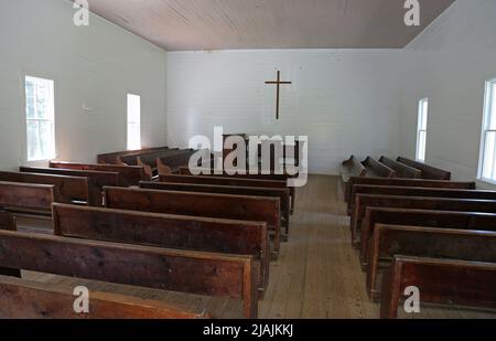 Inside Methodist Church - Great Smoky Mountains National Park, Tennessee Stockfoto