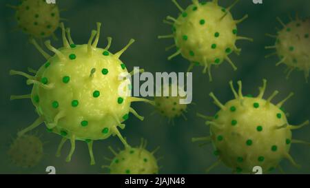 Konzeptionelle biomedizinische Illustration von Herpes genitalis, einer Infektion durch das Herpes-simplex-Virus. Stockfoto