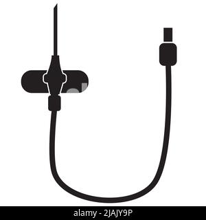 Blutkatheter-Symbol auf weißem Hintergrund. Schmetterlingskatheter-Zeichen. Katheter-Symbol. Flach. Stockfoto