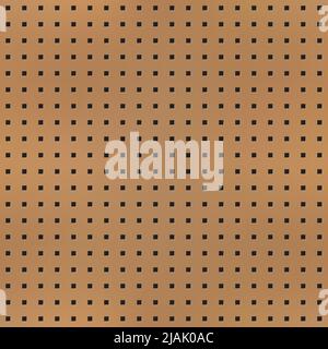 PEG-Platte mit quadratischen Löchern, nahtloses Muster von Pegboard-Hintergrund. Realistisches Vektor-PEG-Board oder Wandraster aus Metall oder Holz Textur mit perforierten Löchern für Haken, Werkstatt-Pegboard-Fliesenmuster Stock Vektor