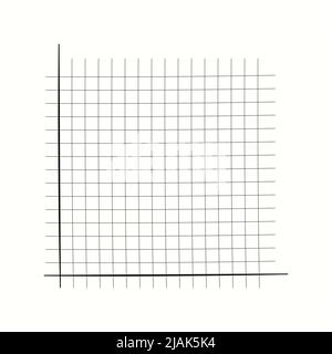 Rasterpapier. Mathematisches Diagramm. Kartesisches Koordinatensystem mit x-Achse, y-Achse. Quadratischer Hintergrund mit farbigen Linien. Geometrisches Muster für die Schule Stock Vektor