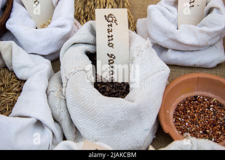 Aroma und Geschmack auf dem mittelalterlichen Markt Stockfoto