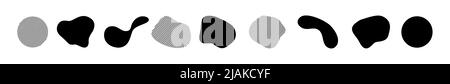 Abstrakte flüssige Stipple Formen Set Vektor. Trendy Doodle Design fließenden Hintergrund. Flüssigkeitsdesign. Doodle Set-Element. Stock Vektor