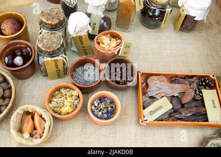 Aroma und Geschmack auf dem mittelalterlichen Markt Stockfoto