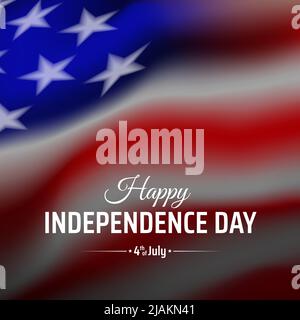 Happy usa Independence Day Banner, Grußkarte. 4.. juli. Hintergrund mit wehender amerikanischer Flagge. 4. juli, Nationalfeiertag der USA. Unabhängigkeitstag Stock Vektor