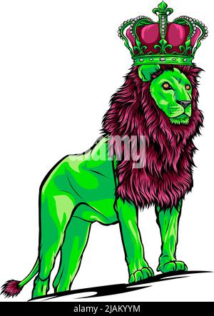 Vektor-Illustration eines Königs Löwe auf einem Felsen-Design stehen Stock Vektor