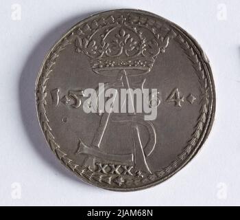 Sigismund II. Augustus [1544 (1548) 1572], litauische Polkopek (halbe Dreikernmünze), Tykocin; 1564 Mint of Vilnius, Zygmunt August Stockfoto