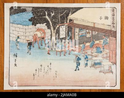 Stoppen Sie Mariko, Bord 21. Aus der Serie: 53 Etappen der Tokaido / Tokido Gojusan Tsugi Straße HIROSHIGE, UTAGAWA (1797 1858) Stockfoto