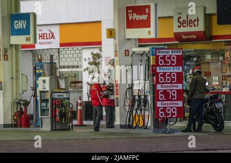 Porto-Bucht, Brasilien. 31.. Mai 2022. Kraftstoffpreise Benzin, Erdgas und Diesel in Porto Algone, der Hauptstadt von Rio Grande do Sul. Kredit: Omar de Oliveira/FotoArena/Alamy Live Nachrichten Stockfoto