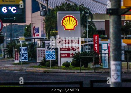 Porto-Bucht, Brasilien. 31.. Mai 2022. Kraftstoffpreise Benzin, Erdgas und Diesel in Porto Algone, der Hauptstadt von Rio Grande do Sul. Kredit: Omar de Oliveira/FotoArena/Alamy Live Nachrichten Stockfoto