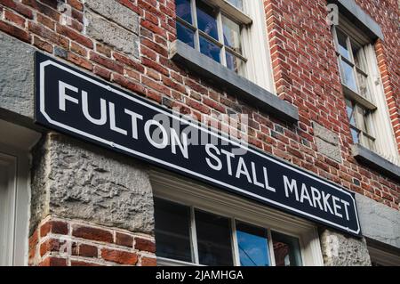 Fulton Stall Market, Fulton Street, Finanzviertel, Manhattan, New York City Stockfoto